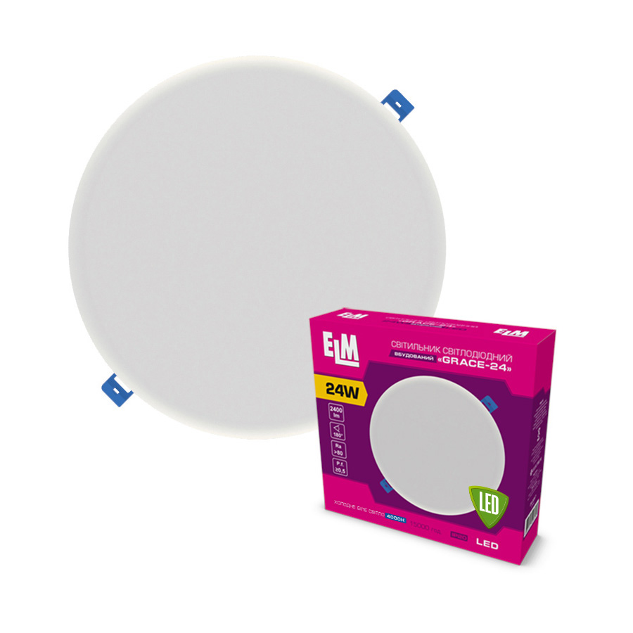 Світильник стельовий вбудований світлодіодний ELM Grace 24Вт 4000К IP20